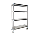Thumbnail image #1 for Eagle Group Spec-Master PR2460SE14 Mobile 4-Tier Pot & Pan Rack, 60 x 24 x 69 Inch, Embossed Shelves, 304 Stainless Steel