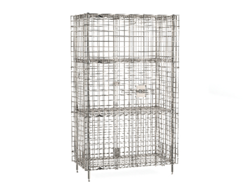 Product image #1 for Metro Super Erecta Stationary Stainless Steel Wire Security Cage with 2 Intermediate Shelves