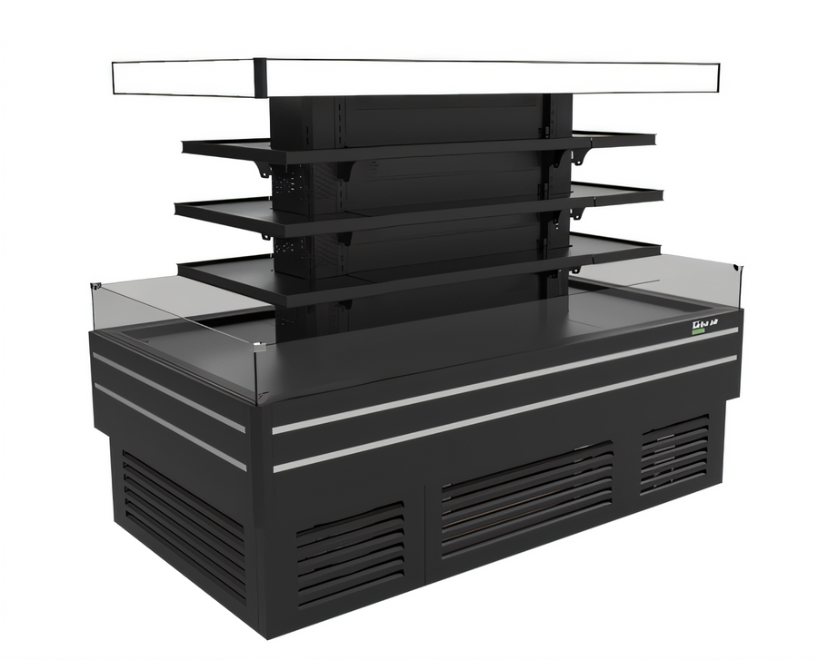 Product image #1 for Turbo Air TIOM-36CSCB-N 84 5/8-Inch Island Display Self-Serve Refrigerated Merchandiser, 41.9 Cu. Ft., 3-Tier, Black