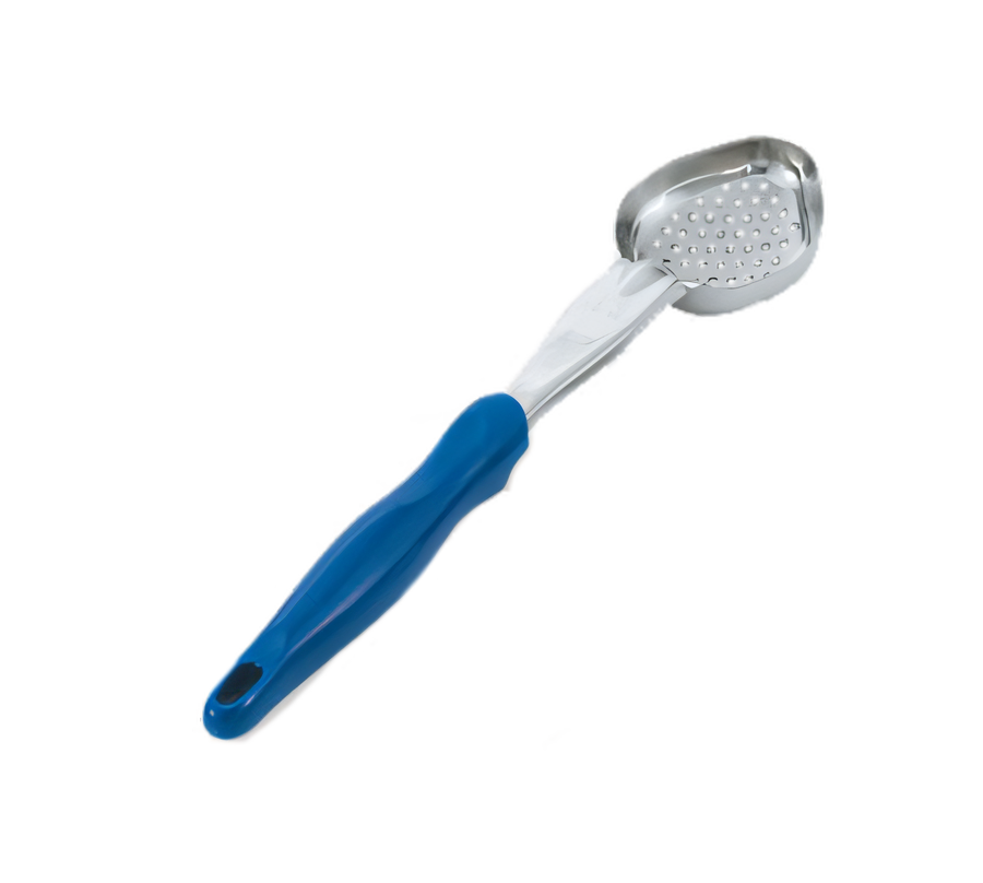 Product image #1 for Vollrath Jacob's Pride 2 oz Perforated Oval Bowl Spoodle Portion Control Serving Spoon, Blue Handle