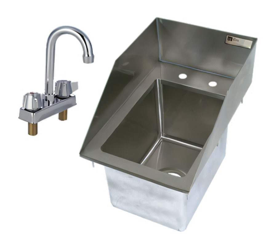 Product image #1 for John Boos Pro-Bowl Drop-In Stainless Steel Hand Sink with Economy Gooseneck Faucet, 1 Compartment, 10 x 14 x 10 Bowl, Side Splashes