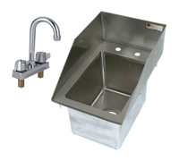John Boos Pro-Bowl Drop-In Stainless Steel Hand Sink with Economy Gooseneck Faucet, 1 Compartment, 10 x 14 x 10 Bowl, Side Splashes