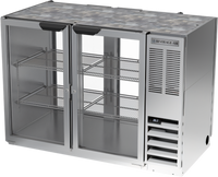 Beverage-Air 48-Inch Refrigerated Pass-Thru Back Bar Refrigerator with 4 Glass Doors and Stainless Steel Top