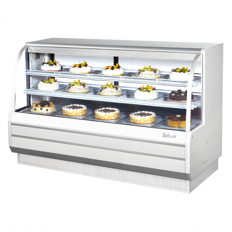 Product image #1 for Turbo Air Full-Service Curved Glass Refrigerated Bakery Display Case, 72 1/2-Inch Wide, 23.2 Cu. Ft., Self-Contained, R-290