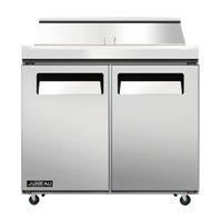 Juneau 36-Inch Two-Section Refrigerated Prep Table with Rear-Mounted Self-Contained Refrigeration