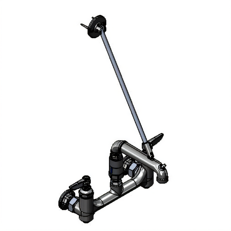 Product image #1 for T&S Brass Wall-Mount Service Sink Faucet, 8-Inch Centers, Lever Handles, Dual Vacuum Breaker, Built-In Stops, Polished Chrome Finish