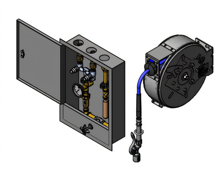 Product image #1 for Stainless Steel Retractable Hose Reel Control Cabinet with 30-Foot Hose