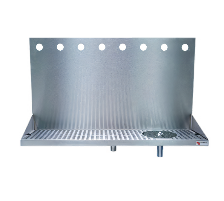 Product image #1 for Micro Matic USA Wall-Mount Stainless Steel Drip Tray Trough with Integral Glass Rinser, 24 Inch, 8 Faucet Holes
