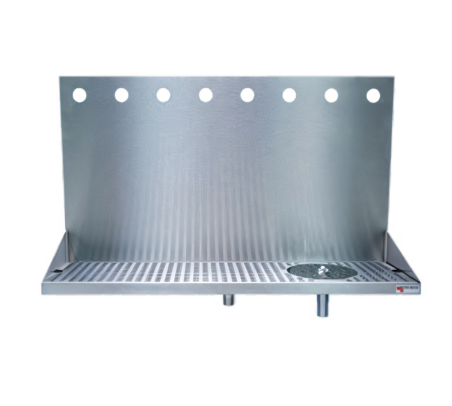 Product image #1 for Micro Matic USA Wall-Mount Stainless Steel Drip Tray Trough with Integral Glass Rinser, 24 Inch, 8 Faucet Holes