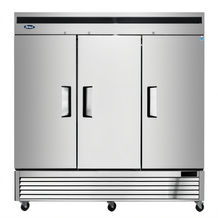 Product image #1 for Atosa Three-Section Reach-In Refrigerator, Bottom-Mount Self-Contained, Solid Doors, 67.99 Cu. Ft.