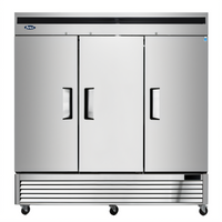 Atosa Three-Section Reach-In Refrigerator, Bottom-Mount Self-Contained, Solid Doors, 67.99 Cu. Ft.
