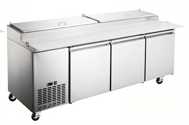 Product image #1 for Hurakan by Equip.me 92-Inch 3-Door Pizza Prep Table with Electronic Control