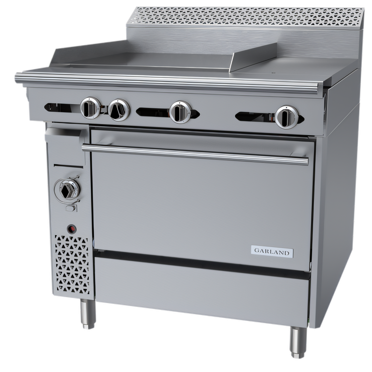 Product image #1 for Garland Cuisine 36-Inch Heavy Duty Natural Gas Combination Range with 24-Inch Griddle, 12-Inch Hot Top, and Convection Oven