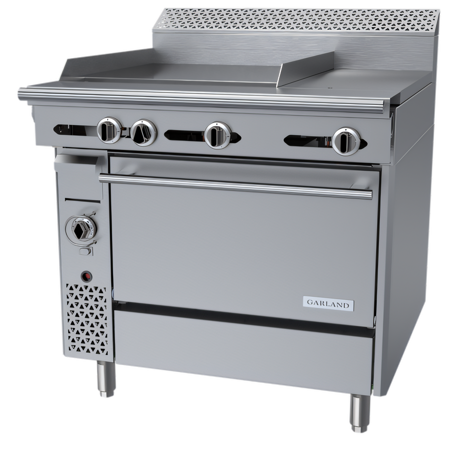 Product image #1 for Garland Cuisine 36-Inch Heavy Duty Natural Gas Combination Range with 24-Inch Griddle, 12-Inch Hot Top, and Convection Oven