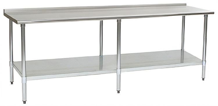 Product image #1 for Eagle Group Budget Series 144-Inch x 36-Inch 430 Stainless Steel Work Table with Rear Up-Turn and Undershelf