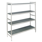 Thumbnail image #1 for Fermod Fermostock 4R59C71 4-Tier Starter Shelving Unit, Anodized Aluminum, Removable Polymer Inserts, 59"W x 22"D x 71"H