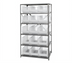 Thumbnail image #1 for Quantum Heavy-Duty Stationary Galvanized Wire Shelving Unit, 24 x 36 x 75 Inches, with 8 Shelves and 15 Clear Bins
