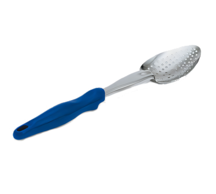 Product image #1 for Vollrath Ergo Grip Heavy-Duty Perforated Serving Spoon, 13-13/16 Inch, Blue Nylon Handle