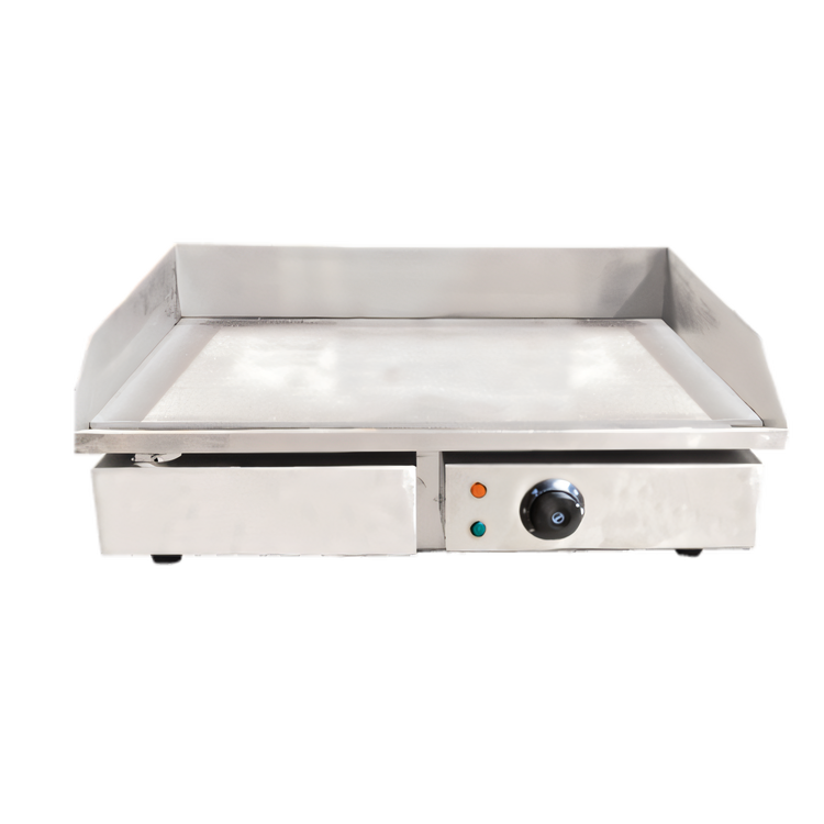 Product image #1 for Omcan Stainless Steel Countertop Electric Griddle with Cast Iron Cooking Surface, 21.75 x 13.75 Inches, 3 kW, 220V