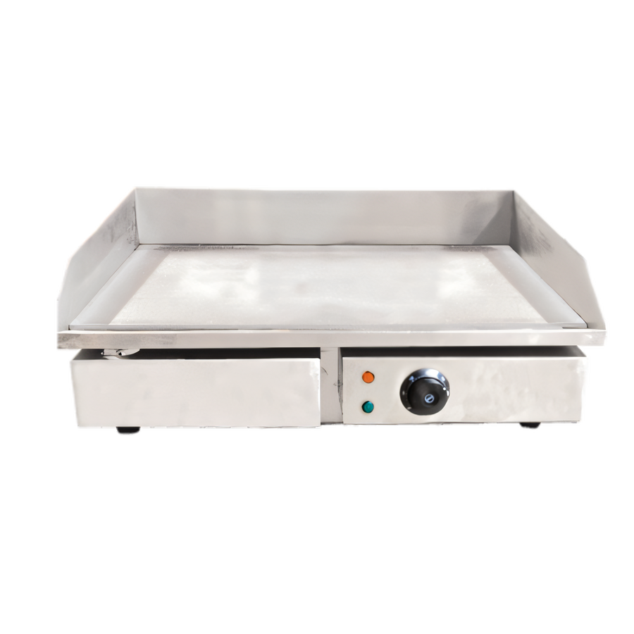 Product image #1 for Omcan Stainless Steel Countertop Electric Griddle with Cast Iron Cooking Surface, 21.75 x 13.75 Inches, 3 kW, 220V