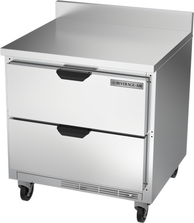 Product image #1 for Beverage-Air 32-Inch Worktop Refrigerator with 2 Drawers and Foamed-In-Place Backsplash