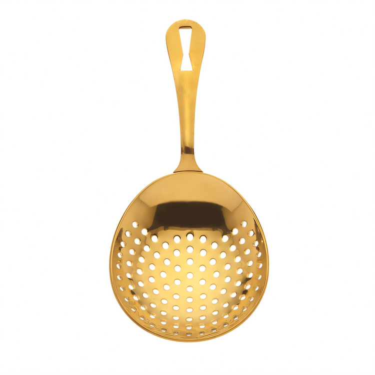 Product image #1 for Barfly 6-1/2 Inch Gold-Plated 18/8 Stainless Steel Julep Strainer with Hanging Hole