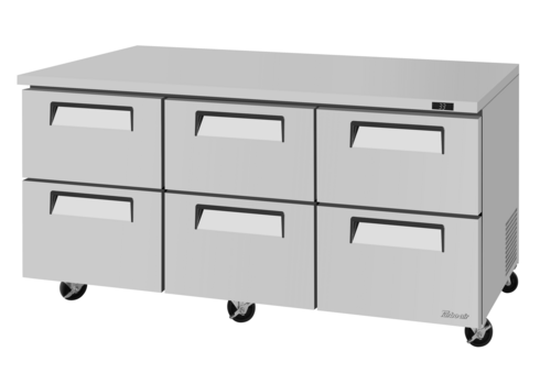 Product image #1 for Turbo Air Super Deluxe Three-Section 6-Drawer Undercounter Refrigerator, 18.8 Cu. Ft., 72-5/8 Inch, Front Breathing