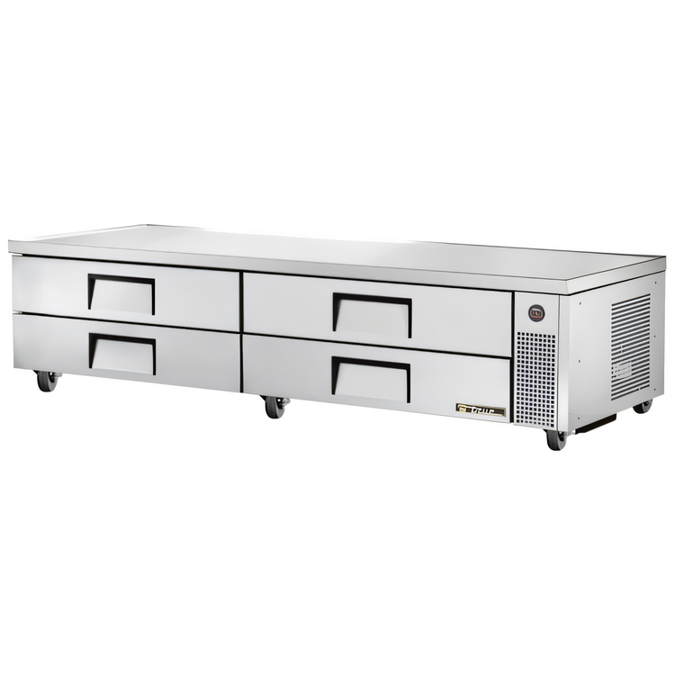 Product image #1 for True 95-1/2 Inch Wide Refrigerated Chef Base with 4 Drawers, Self-Contained Side-Mounted Refrigeration