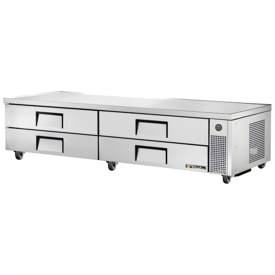 Product image #1 for True 95-1/2 Inch Wide Refrigerated Chef Base with 4 Drawers, Self-Contained Side-Mounted Refrigeration