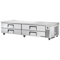 True 95-1/2 Inch Wide Refrigerated Chef Base with 4 Drawers, Self-Contained Side-Mounted Refrigeration