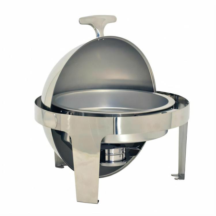 Product image #1 for Omcan Round 6 Qt Stainless Steel Chafing Dish with Roll-Top Lid