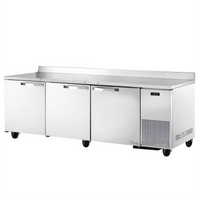 True SPEC SERIES Three-Section Deep Work Top Refrigerator with Stainless Steel Top and Rear Splash