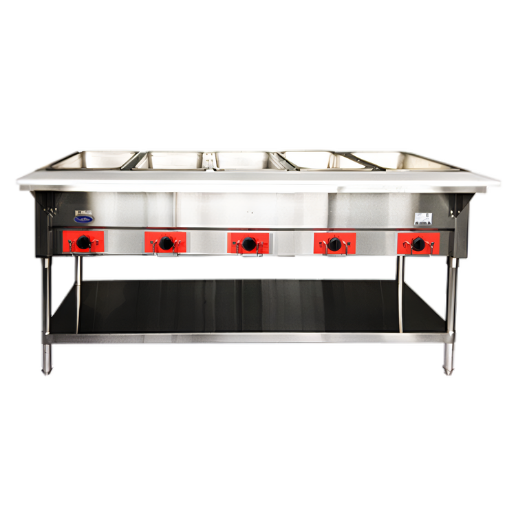 Product image #1 for CookRite 72-1/2-Inch Stainless Steel Electric Steam Table with 5 Open Pan Wells, Wet or Dry Heat
