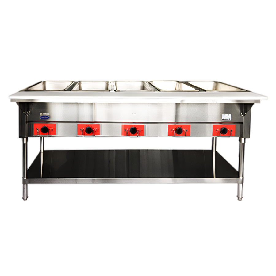 Product image #1 for CookRite 72-1/2-Inch Stainless Steel Electric Steam Table with 5 Open Pan Wells, Wet or Dry Heat
