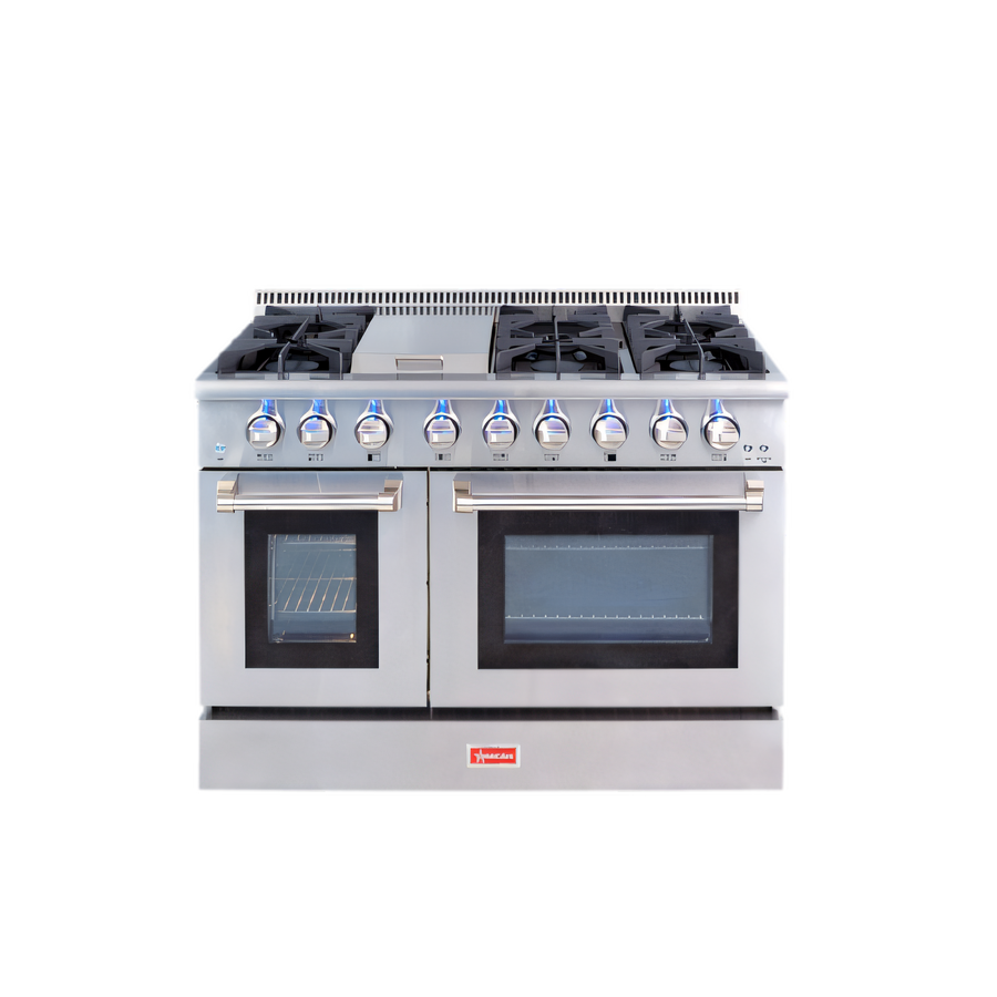 Product image #1 for Omcan USA CE-CN-4808U 48-Inch Natural Gas Residential Range with 6 Sealed Burners, Griddle, Standard Oven and Convection Oven