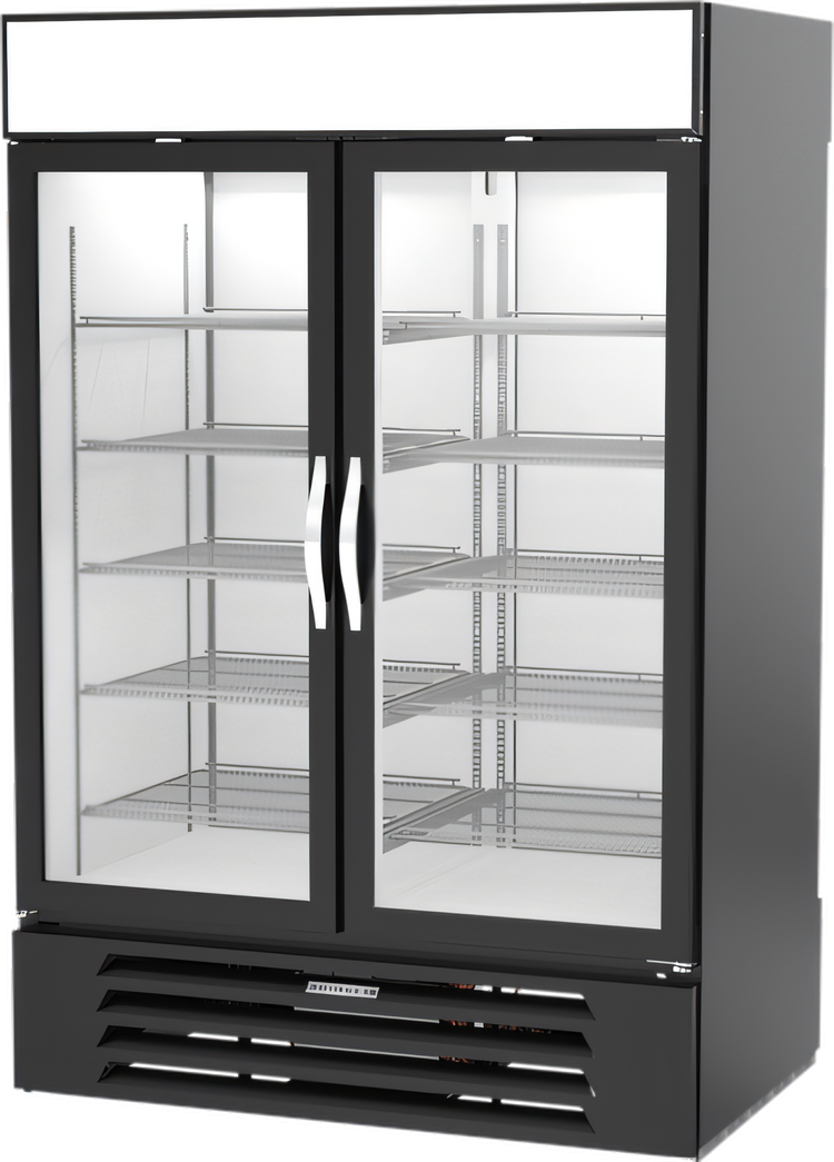 Product image #1 for Beverage-Air MarketMax Two-Section Pass-Thru Reach-In Refrigerated Merchandiser with Double-Pane Glass Front Doors and Solid Rear Doors, 48.05 Cu. Ft.