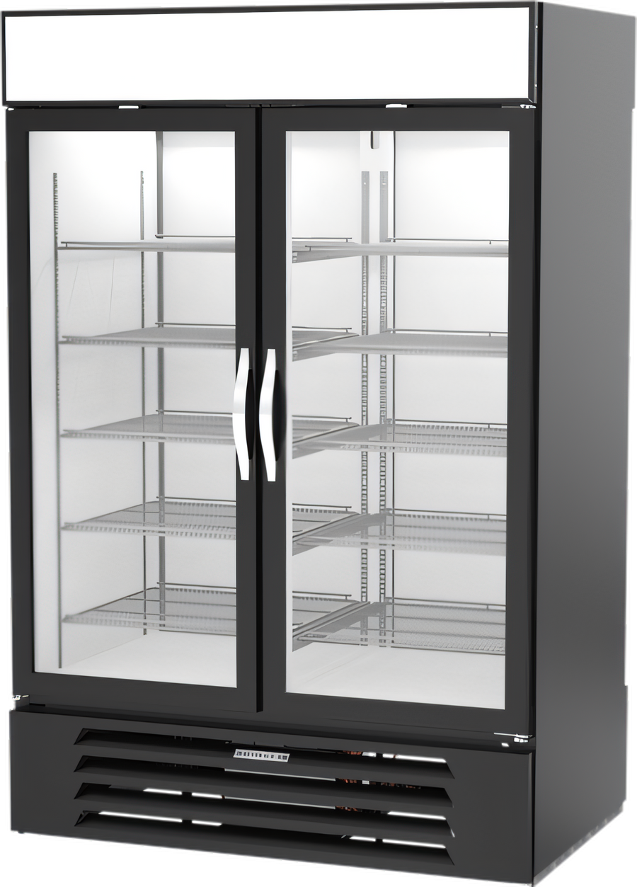 Product image #1 for Beverage-Air MarketMax Two-Section Pass-Thru Reach-In Refrigerated Merchandiser with Double-Pane Glass Front Doors and Solid Rear Doors, 48.05 Cu. Ft.