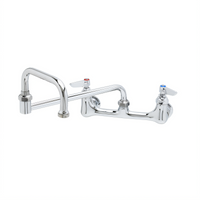 T&S Brass Wall-Mount Swivel Pantry Sink Mixing Faucet with 12-Inch Double Joint Swing Nozzle, 8-Inch Centers