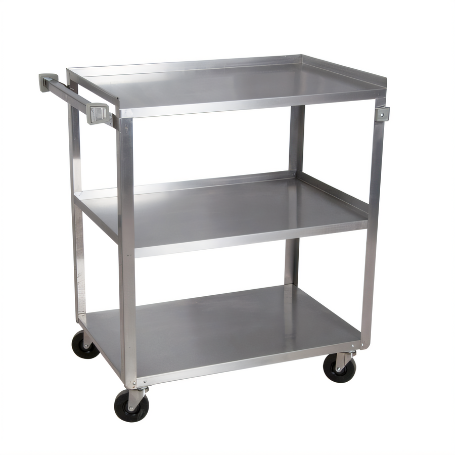 Product image #1 for BK Resources 3-Tier Stainless Steel Utility Bus Cart, 30-3/4" x 18" x 33", Knocked Down