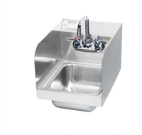 Krowne 12-Inch Space Saver Wall-Mount Hand Sink with Faucet and Left/Right Side Splashes
