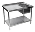 Thumbnail image #1 for 84-Inch x 24-Inch Stainless Steel Sink Work Table with Right-Side Prep Sink and Undershelf
