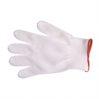 MercerGuard Small Cut Resistant Glove, 13-Gauge Ambidextrous Knit, White/Red Cuff