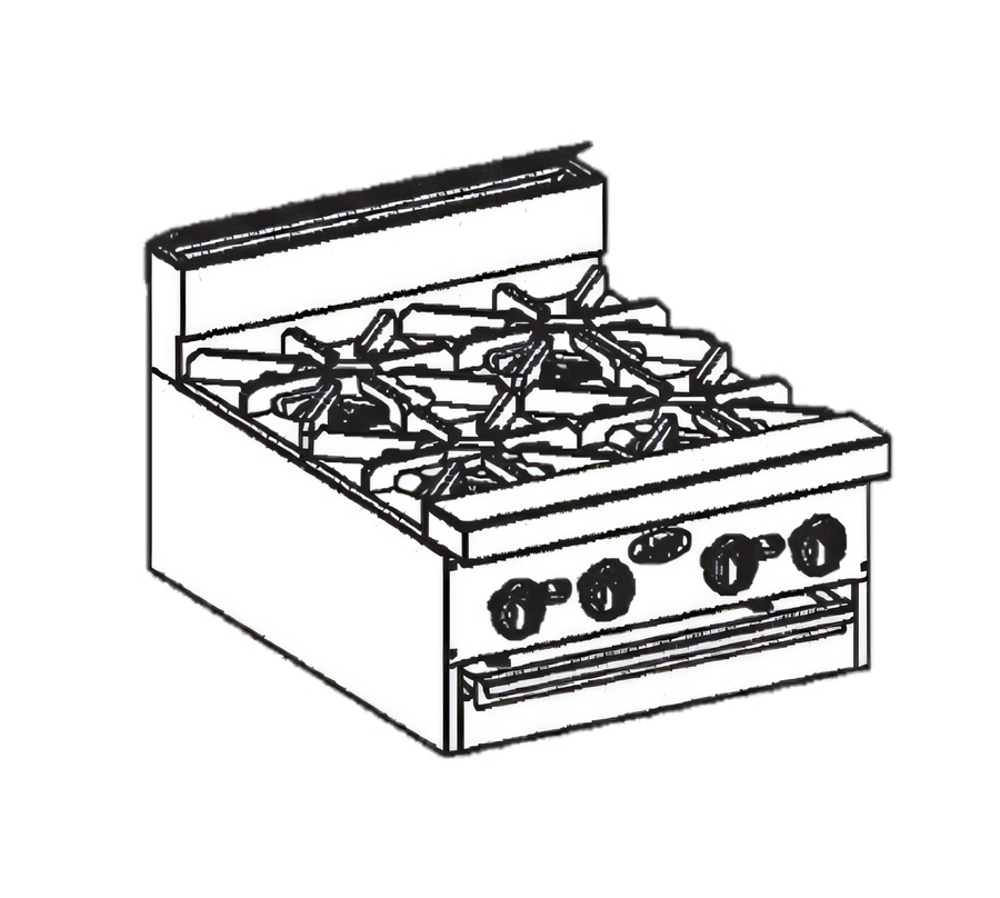 Product image #1 for Bistro 36-Inch Modular Restaurant Gas Range with 6 Open Burners, Stub Back, 180,000 BTU