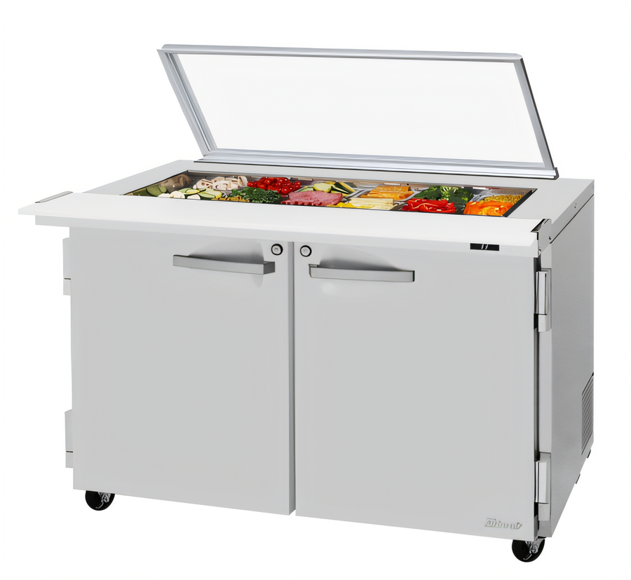 Product image #1 for Turbo Air PRO Series 48-1/4 Inch Two-Section Mega Top Sandwich/Salad Prep Table with Glass Lid