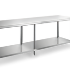 Thumbnail image #1 for Steel Works Stainless SWWTS-3084-318 84-Inch x 30-Inch Stainless Steel Work Table with Undershelf, 18-Gauge 304 Top, Flat Top