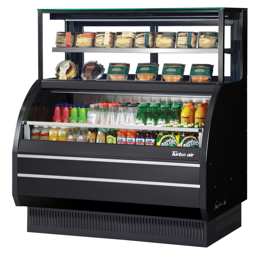Product image #1 for Turbo Air Horizontal Open Display Merchandiser Combination Case with Refrigerated Top Shelf, 50-7/8-Inch, Self-Contained, Black