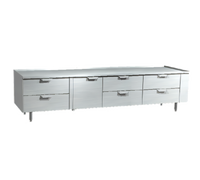 La Rosa Self-Contained Reach-In Four-Section Freezer Base Equipment Stand with 1 Door and 6 Drawers, 104 Inch Stainless Steel