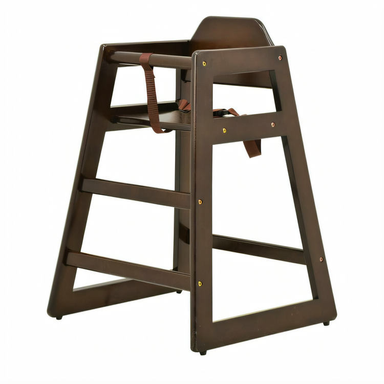 Product image #1 for Omcan Commercial Grade Wood High Chair with Nylon Safety Harness, Walnut Finish