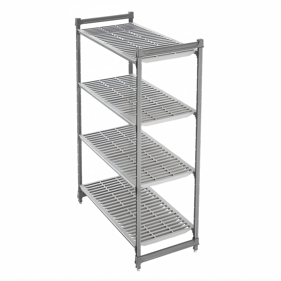Product image #1 for Cambro Camshelving Basics Plus 4-Tier Vented Stationary Starter Shelving Unit, 21 x 48 x 64 Inches, Brushed Graphite