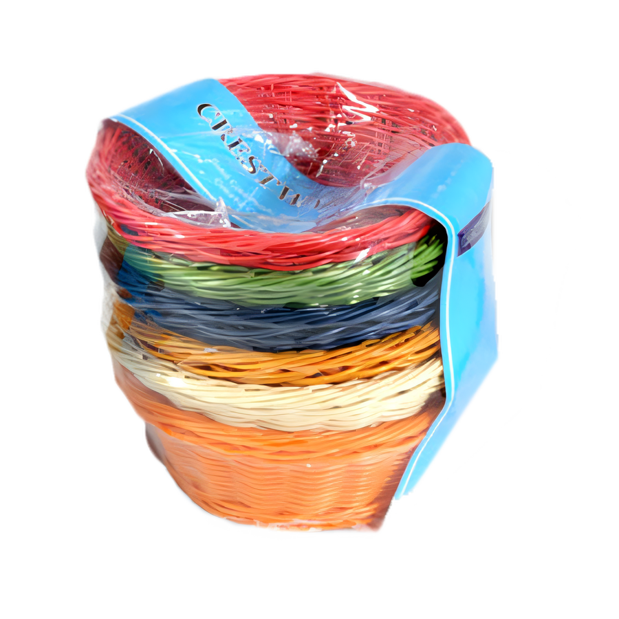 Product image #1 for Crestware 8-Inch Round Woven Polypropylene Fast Food Basket, Assorted 6-Color Set